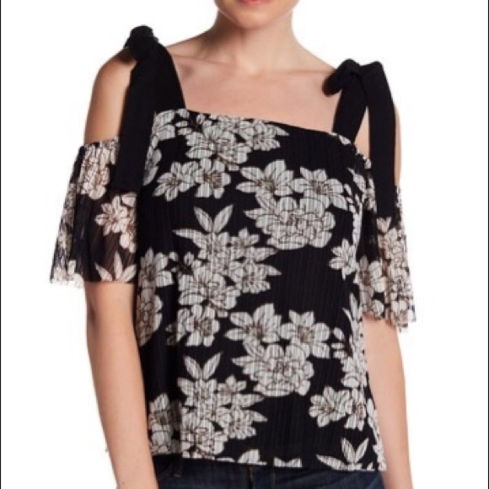 Moon River Floral Cold Shoulder Top